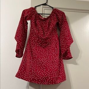 SHEIN Red A-line Dress with Bishop Sleeves